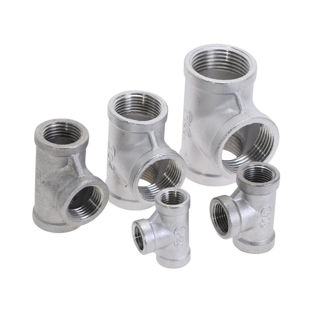

304 Stainless Steel Pipe Elbow Female Threaded 3 Way Tee Pipe Fitting 1/8" 1/4" 3/8" 1/2" 3/4" 1" 1-1/4" BSP Threaded Connector
