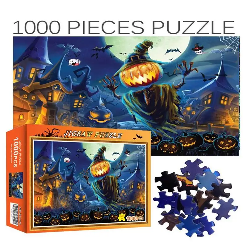 

Halloween Paper Puzzles 1000 Piece N Parent-Child Interaction Jigsaw Puzzle Game for Adults Children Kids Gift Intellectual Toys