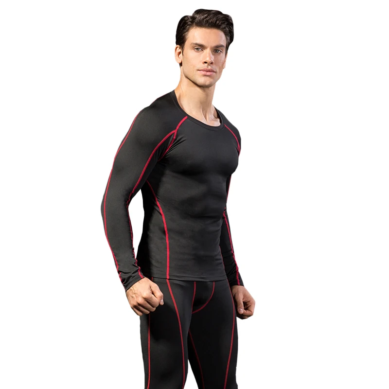 Мужская спортивная одежда с длинным рукавом компрессионная рубашка для фитнеса