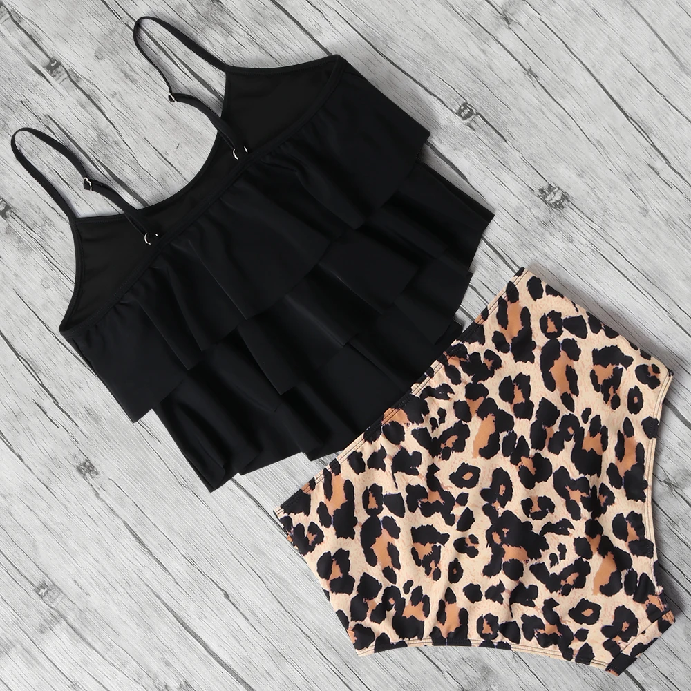 Женский купальник с оборками бикини высокой талией и цветочным принтом 2020 |