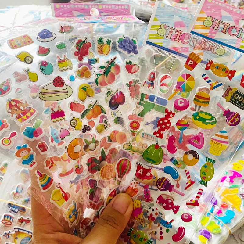 

20/10 Sheets Waterproof Cartoon 3D Random Puffy Bulk Stickers Gift For Girls Boy Birthday Party Notebook Scrapbooking Decoration