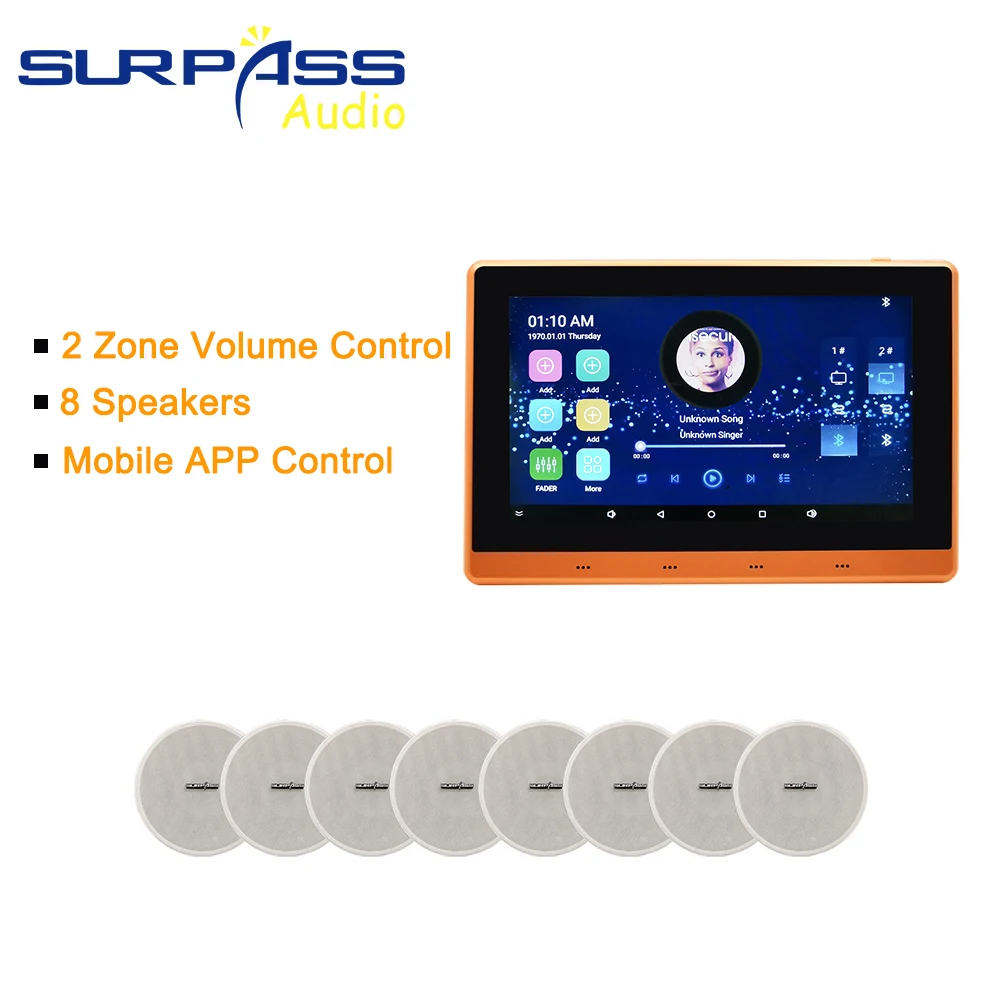 Strong Bass Home Cinema Theater Audio System Intelligent 2 Zone Volume Controller 8 Ceiling Speaker Background Music Set | Электроника