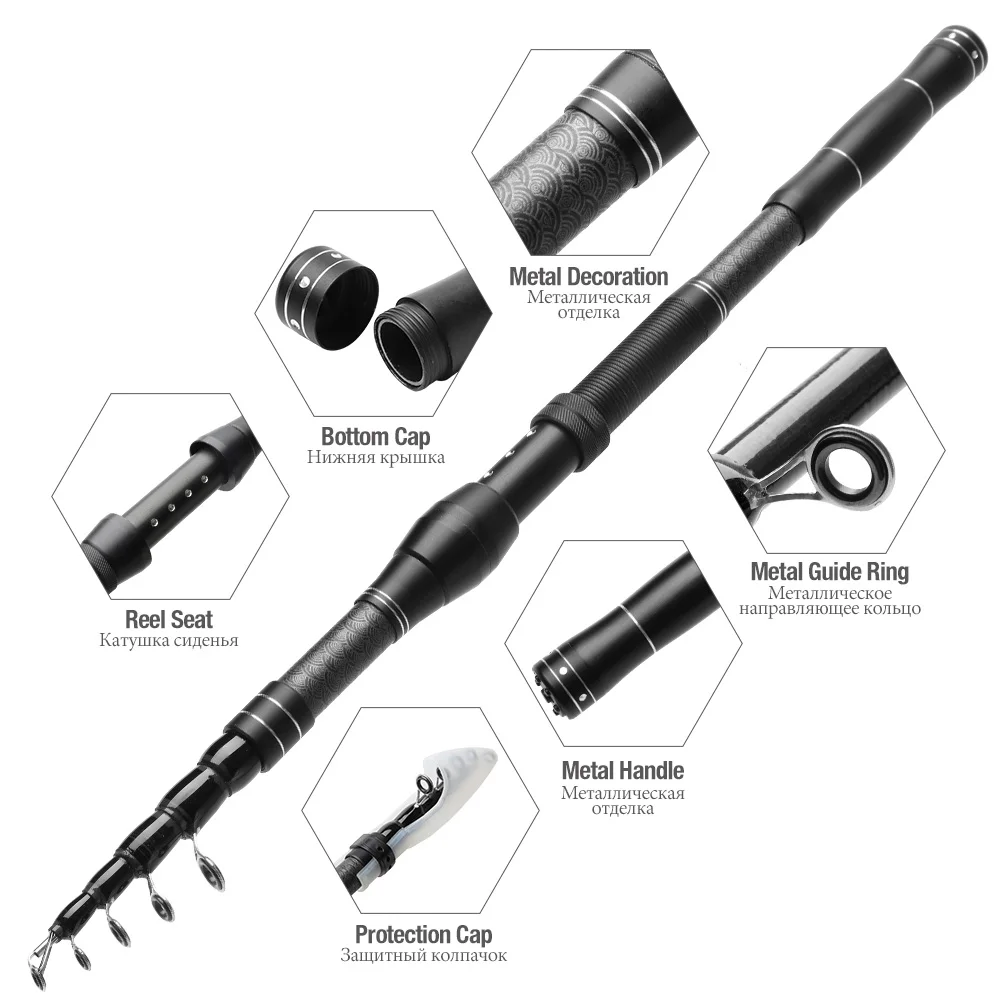 DONQL Telescopic Fishing Rod Spinning 1.8m-3.0m Carbon Fiber Ultrashort Travel Multifunction Fish Pole | Спорт и развлечения