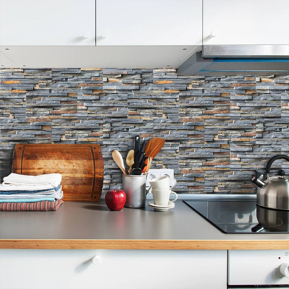 27pcspack 20x10cm dark grey mosaic bricks wall sticker self adhesive bath kitchen pvc wall tile sticker drop shipping free global shipping