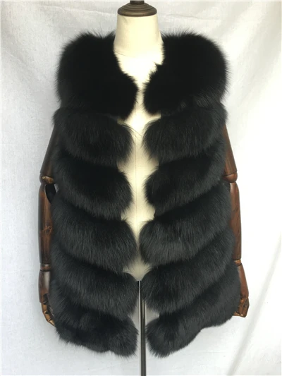 Black MAOMAOFUR жилет из натурального меха женский жилет из натурального Лисьего меха без рукавов Женская куртка Верхняя одежда весенний жилет из натурального Лисьего меха для девочек - Цвет: Black