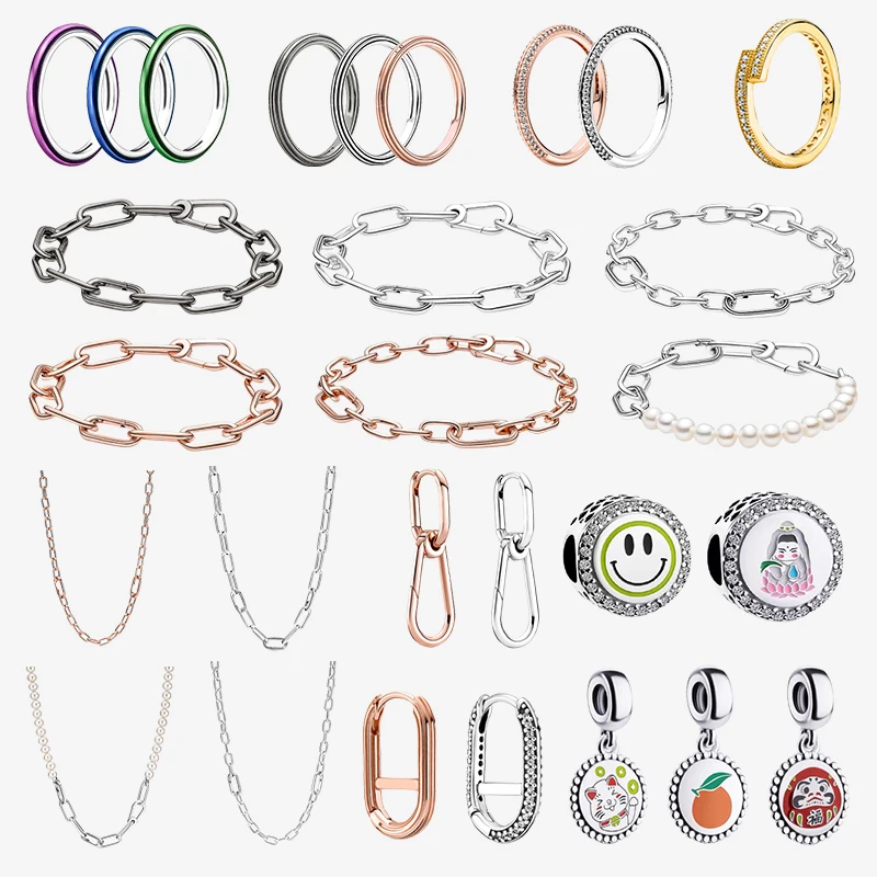 

2021 New Autumn 100% 925 Sterling Silver Suitable for Pandora Me Chain Pearl Bracelet Ring Necklace Diy Custom Gift Wholesale