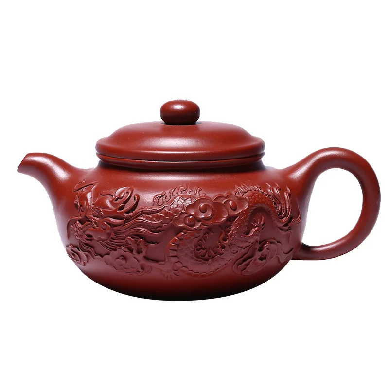 

Чайный горшок, посуда для напитков, Zisha, оригинальный старинный горшок с рисунком дракона Dahongpao, костюм для зеленого чая, темный, китайский го...