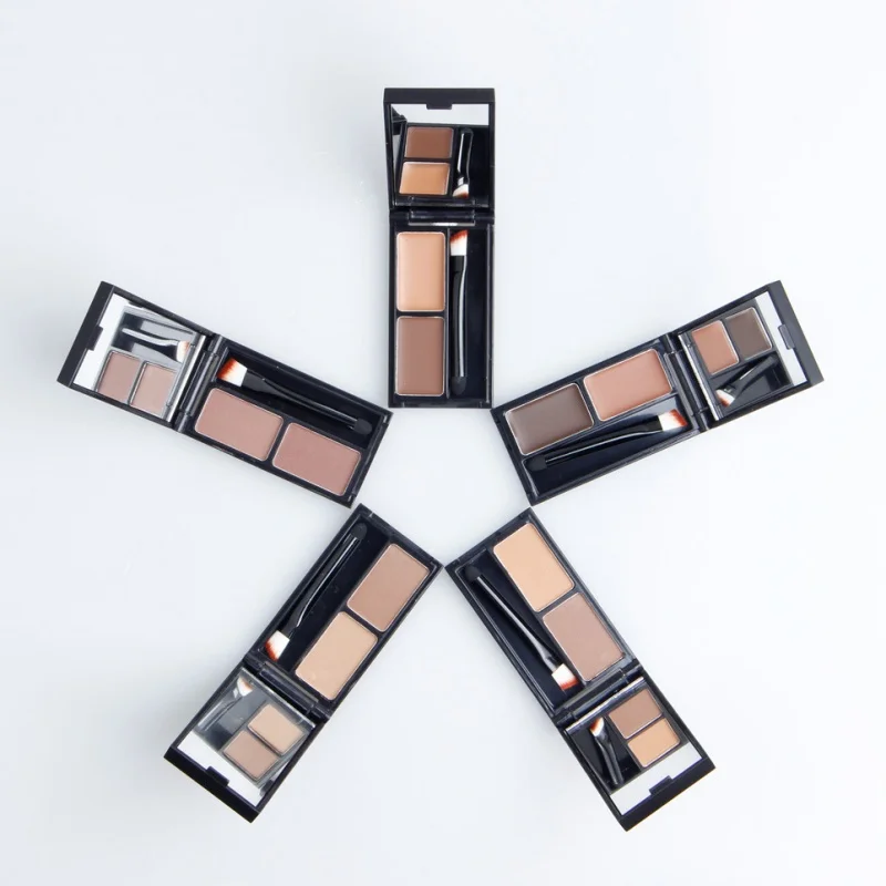 Коричневый черный два использования тени для бровей пудра макияжа крем с