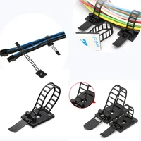 100pcs adjustable cable tie fixing cable organizer wire holder management desktop workstation wire sticky back glue line clamp