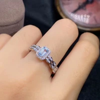 natural aquamarine gemstone wing ring s925 sterling silver fine fashion charming jewelry for wome