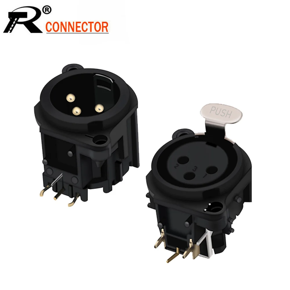 

10pcs/lot 3 Pin XLR Female/Male Right Angle PCB Panel Mount High Quality 90 Degree 3 Poles XLR Jack Socket Chassis