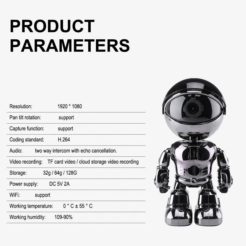 

2MP 1080P HD WIFI IP Camera PTZ Auto Tracking Network Security CCTV Surveillance Robot Camera Home Indoor baby monitor