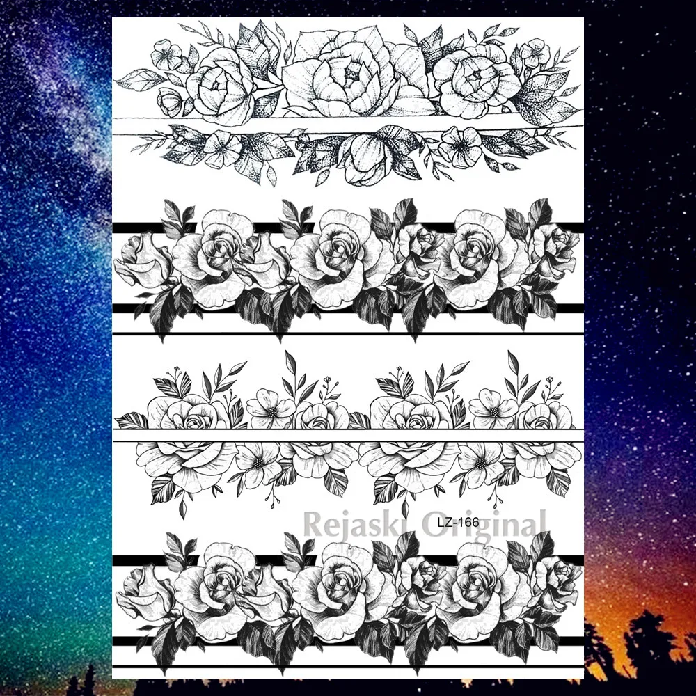REJASKI черный серьги Henna Mandala цветок временные татуировки для Для женщин Стикеры пикантные водостойкие татуировки, боди-арт Arm талией, эксклюзивный дизайн татуировки - Цвет: PLZ166