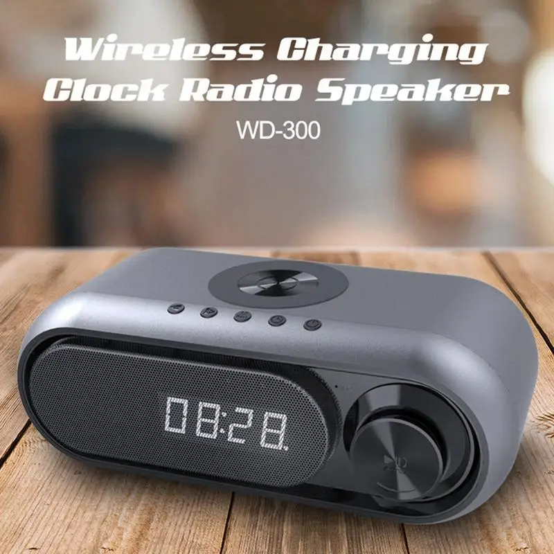 

New Bedside Wireless Charging Speaker Built-in Lithium Battery Bluetooth-compatible Speaker Led Alarm Clock Desktop Companion