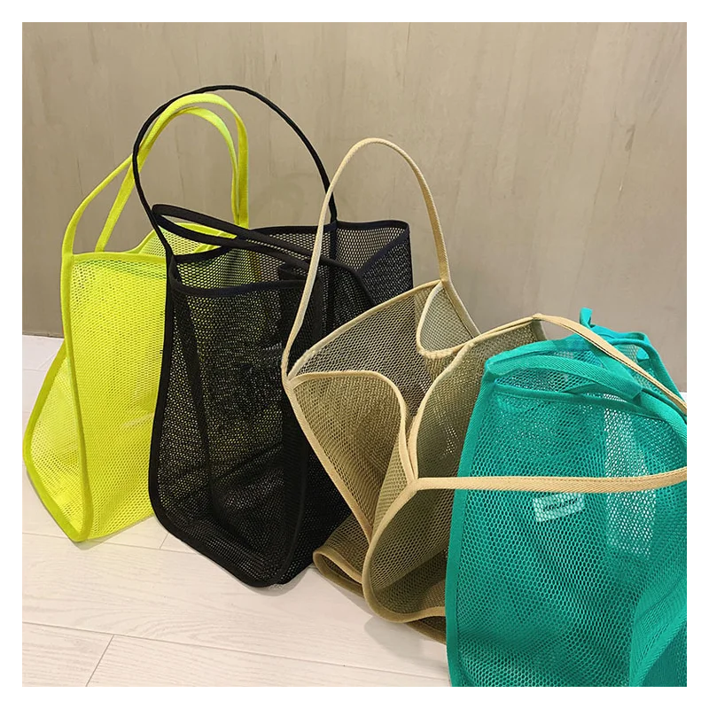 

Womens 2021 New Ins Wind Transparent Mesh Single Shoulder Bag Fashionable Lightweight All-match Shopping Bag Beach Net Bag -40