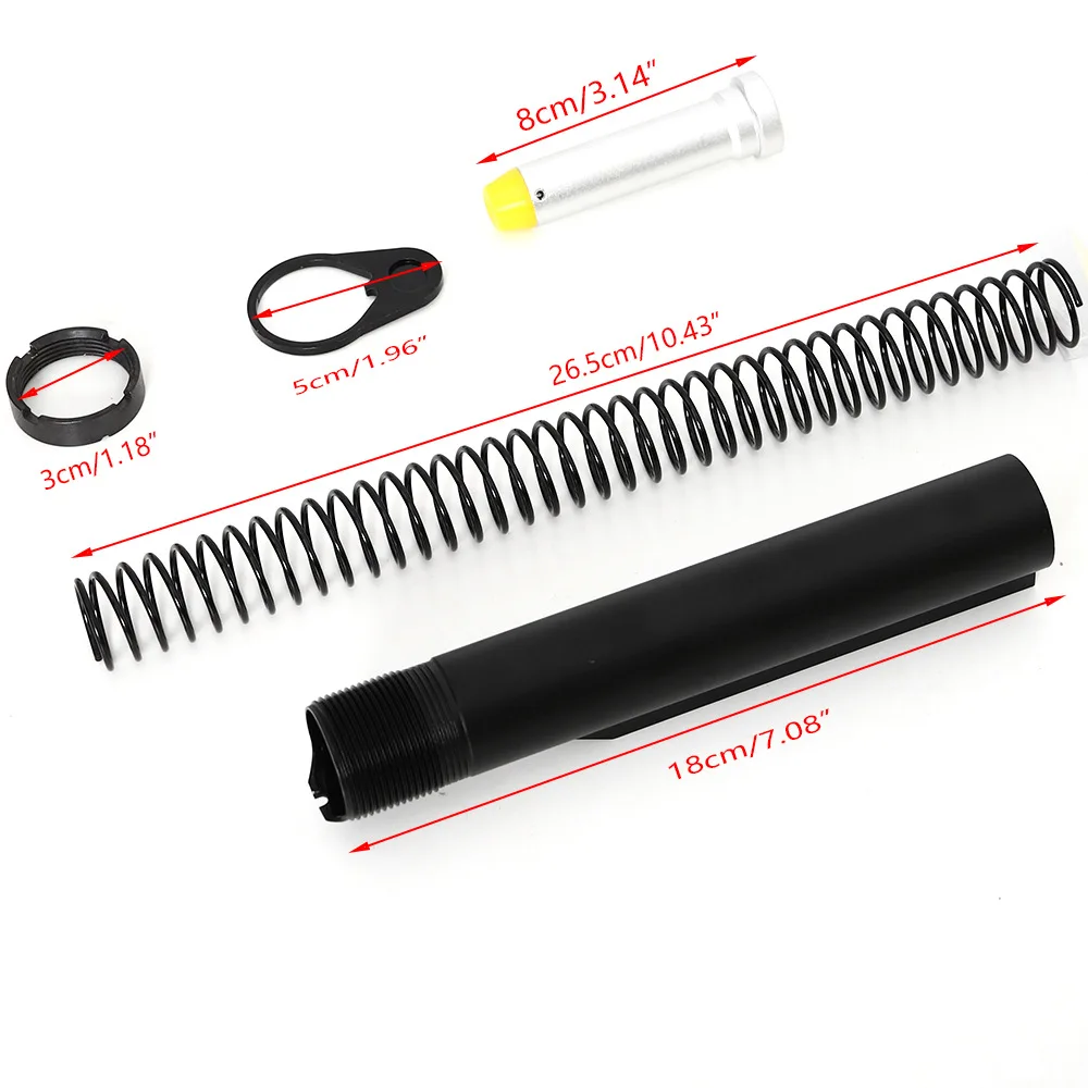 

Tactical AR15 Latch Mil-spec 6 Position Buffer Extension Tube Rod Assembly /Kit 5 Items Combo Cylinder Rod End Plate Spring Nut