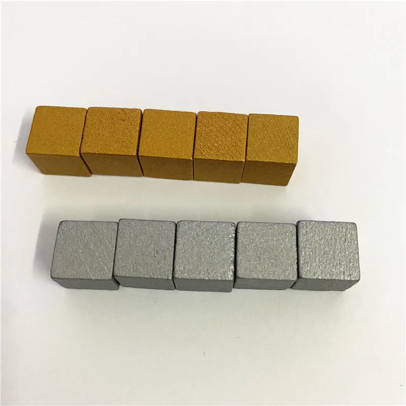 100 шт./компл. 10 мм золотистые/серебристые металлические деревянные кубики