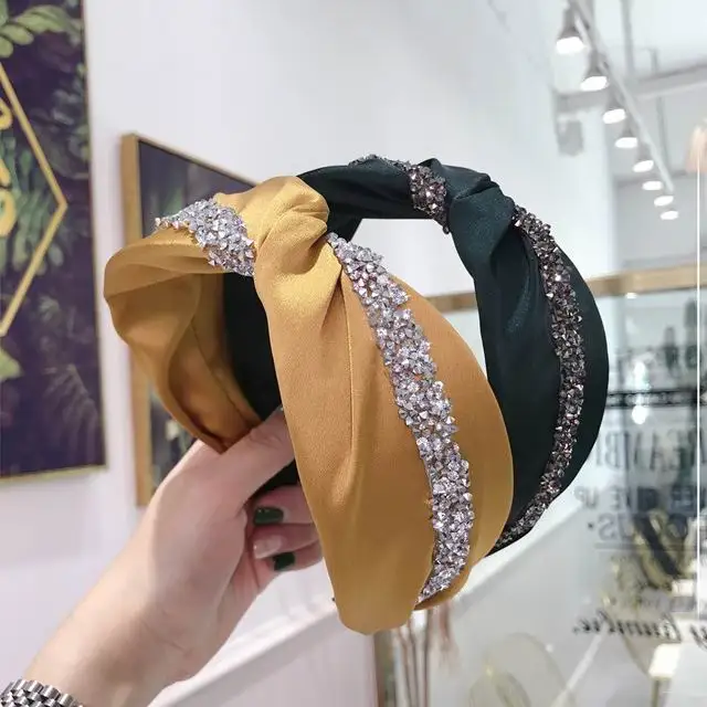 Новинка 2019 корейские широкие тканевые повязки для волос с узлом женщин модные