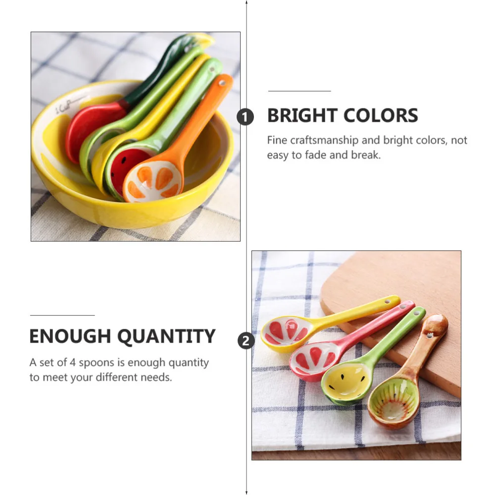 

4Pcs Unique Painted Stirring Coffee Spoon Durable Dessert Spoon Kitchen Gadget