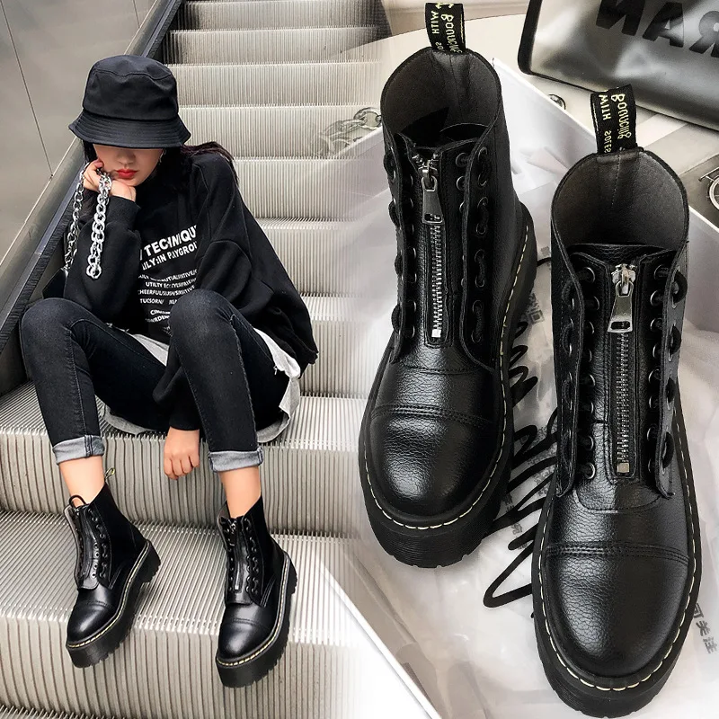 Женская Осенняя обувь botas mujer Женские Ботинки Martin Модные брендовые женские