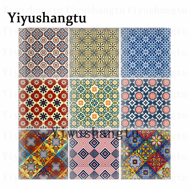 Квадратный фото-венок из стекла с кабошоном красивая фигурка цветов 12 мм/20 мм/25