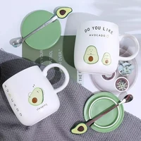 mugs with avocado funny coffee cup ceramic creative color heat resistant mug with lid 450ml kids office home drinkware gift