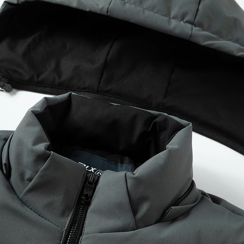 Мужская Флисовая Куртка с капюшоном черная однотонная теплая куртка на молнии