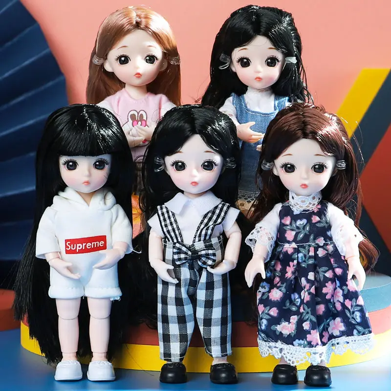 16 см BJD мини кукла 13 подвижных шарниров девочка ребенок 3D большие глаза красивая