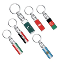 3d metal car keychain key chain key ring for iran argentina pakistan switzerland iraq afghanistan china national flag badge logo