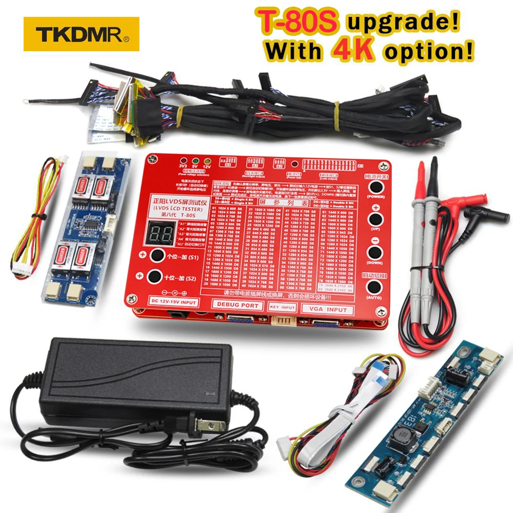 TKDMR T-80S New Panel Test Tool LED LCD Screen Tester for TV/Computer/Laptop Repair Inverter Built-in 80 Kinds Program