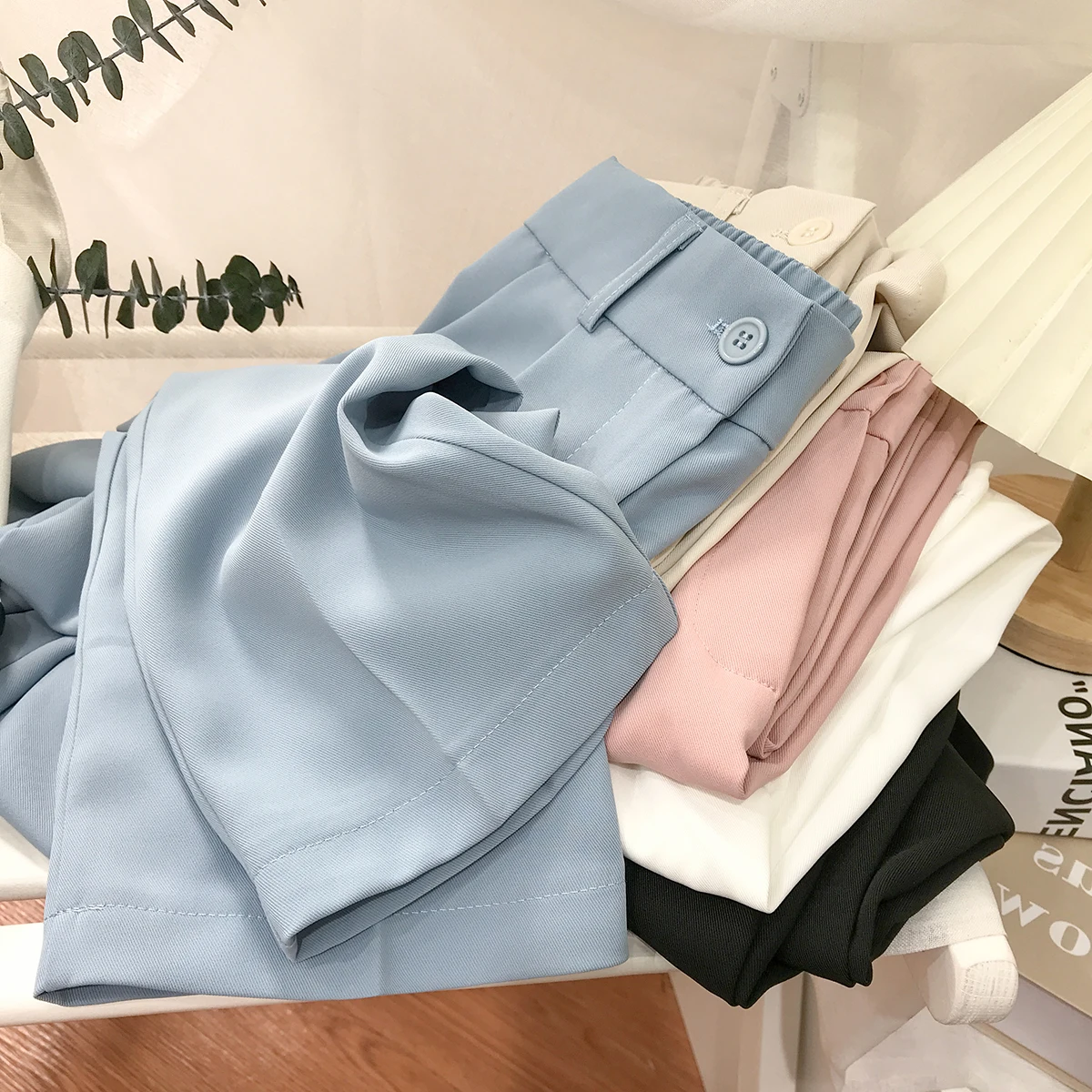 

Women Chic Suit Pants 2021 Summer Fashion Office Ladies Wear Straight Pants Vintage High Waist Zipper Female Casual Trousers