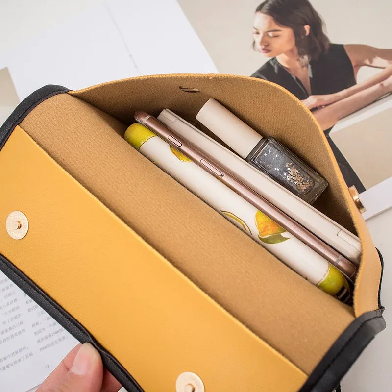 

Korean-style Female Square Bag Leather Shoulder Bag Simplicity Women HOT Sale Messenger Bag Print Solid Color Synthetic Leather