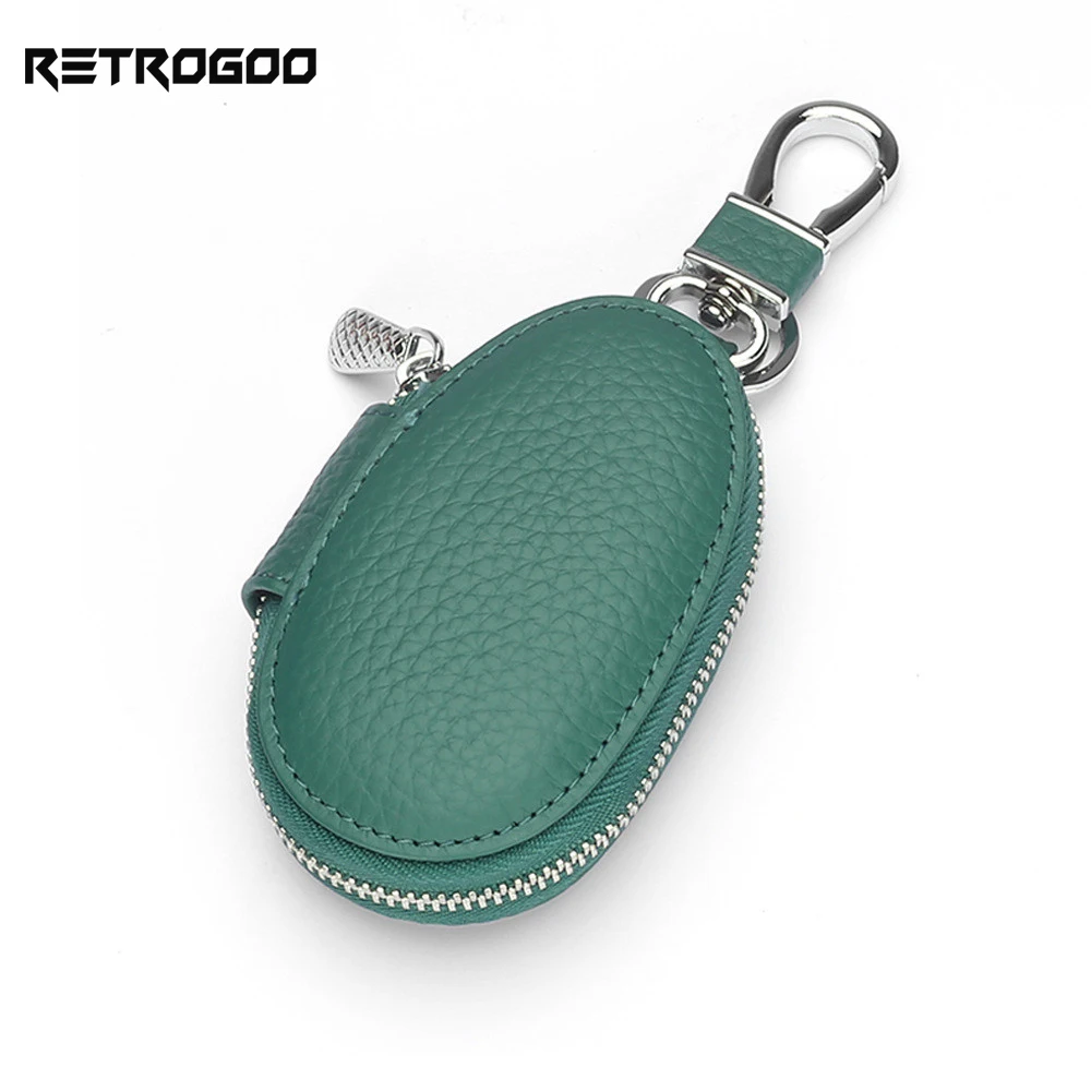 RETROGOO Mini Key Holder For Car Keys Wallet Genuine Leather Keychain Housekeeper Car Key Case Universal Organizer Key Pouch Bag