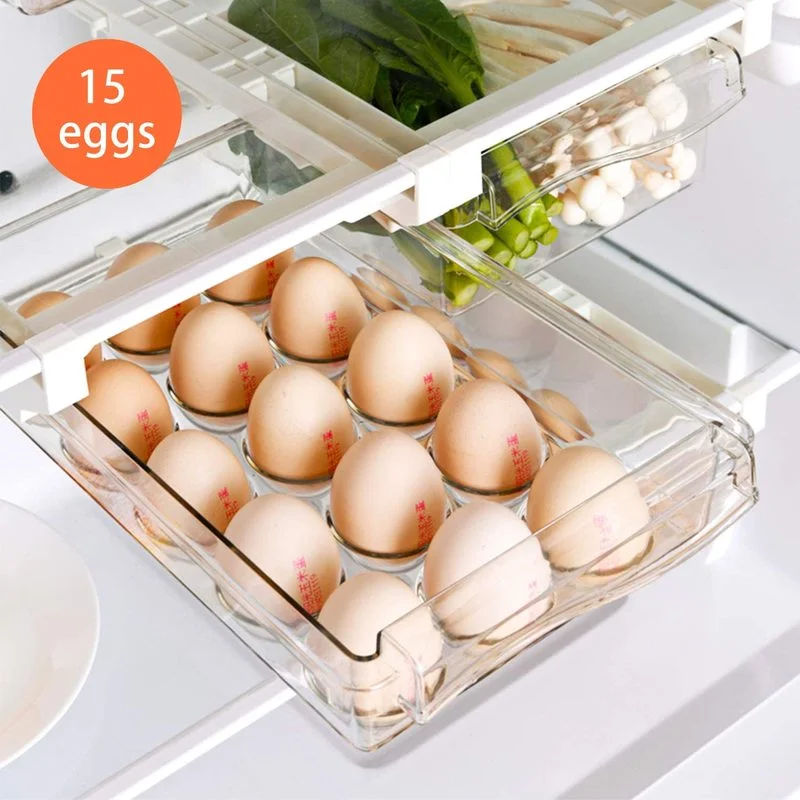 

Яйцо органайзер для холодильника, вытащить выдвижные ящики коробка яйцо стеллаж для хранения Контейнер с ручкой-держателем для полки для х...