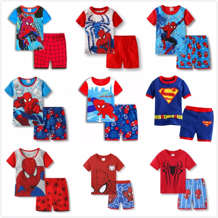 Новинка Летние хлопковые пижамы с короткими рукавами для мальчиков изображением