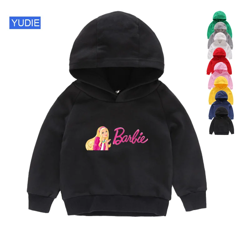 girls Hoodies black Футболка для девочек; хлопковая одежда для малышей Kawaii; милые топы с короткими рукавами; детские толстовки с капюшоном; Свитшот; teeTops; Модная одежда для малышей - Цвет: girls Hoodies black