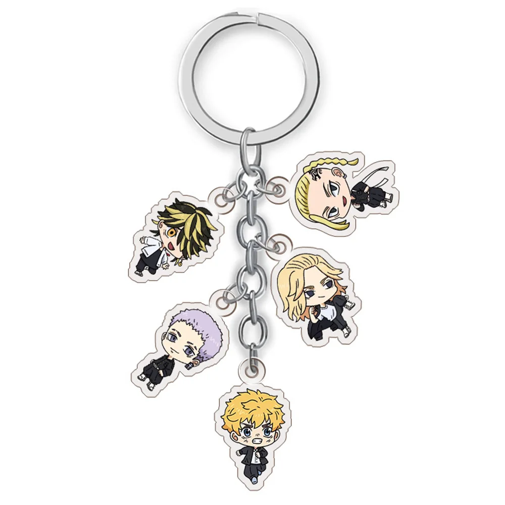 

Anime Tokyo Revengers Keychain Cosplay Manjiro Ken Takemichi Hinata Atsushi Chibi Acrylic Key Chain Pendant Keyring Fans Gift