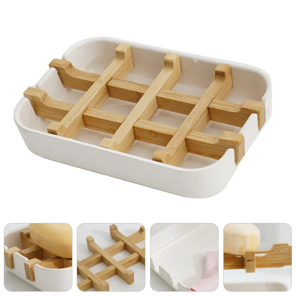 

Detachable Soap Box Drainage Bamboo Soap Storage Holder Bathroom Container