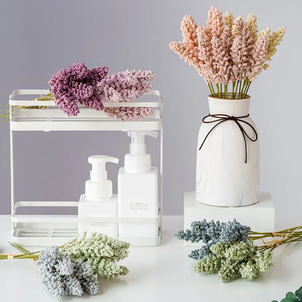 

6 Pieces/Bundle Provence Lavender Artificial Flowers High Quality Flower For Home Decor Grain Decorative Fake Plant Silk Flowers