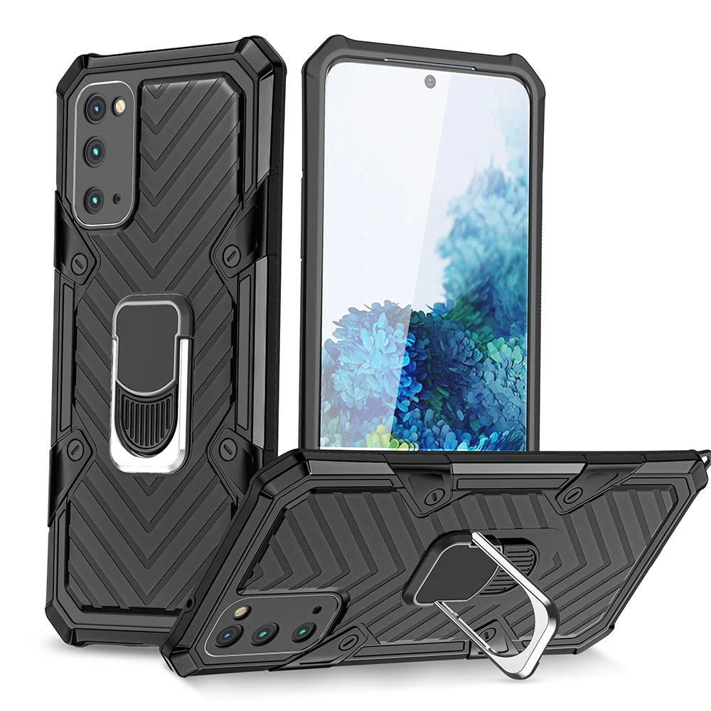 

Case For SAMSUNG Galaey S20 FE/P S30 Pro(Ultra)Metal Armor Cover+Shockproof Soft Silicone with 360Degree Rotation Ring Kickstand