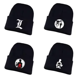Зимняя теплая шапка аниме Death Note, вязаная шапка, шапка унисекс, хлопковая шапка с принтом, зимняя вязаная шапка для подростков, облегающие шапки, шапка