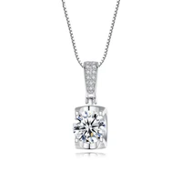1ct 6 5mm round moissanite pendant necklace 925 sterling silver chain rectangle necklace for woman wedding party fine jewelry