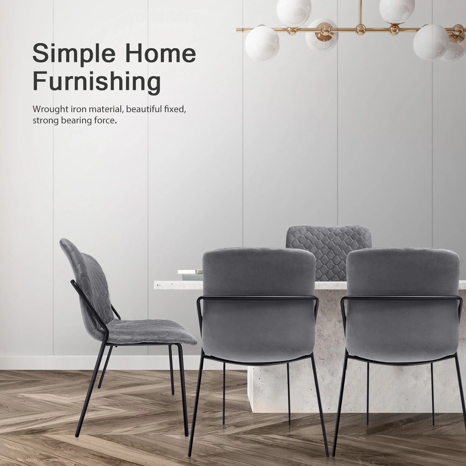 

Spacious Retro Velvet Light Luxury Modern Home Living Room Dining Room Dining Chair Backrest Fabric Chair (4 Pieces/set)