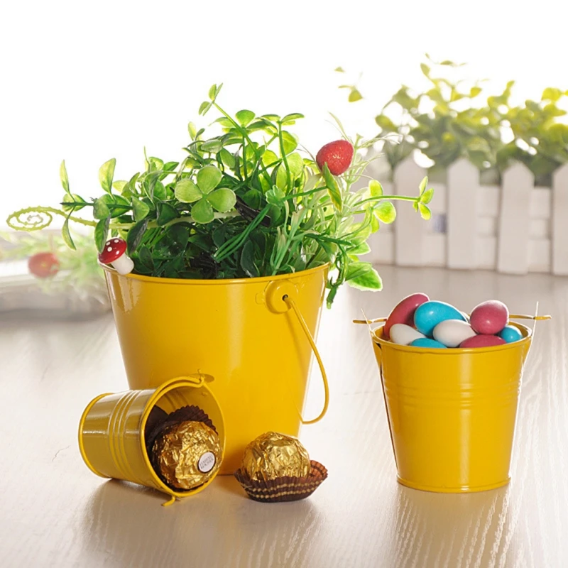 

Mini Metal Buckets Colorful Tinplate Pails Candy Boxes Flower Pots Wedding Supply Home Decoration Storage Boxes Flower Pots