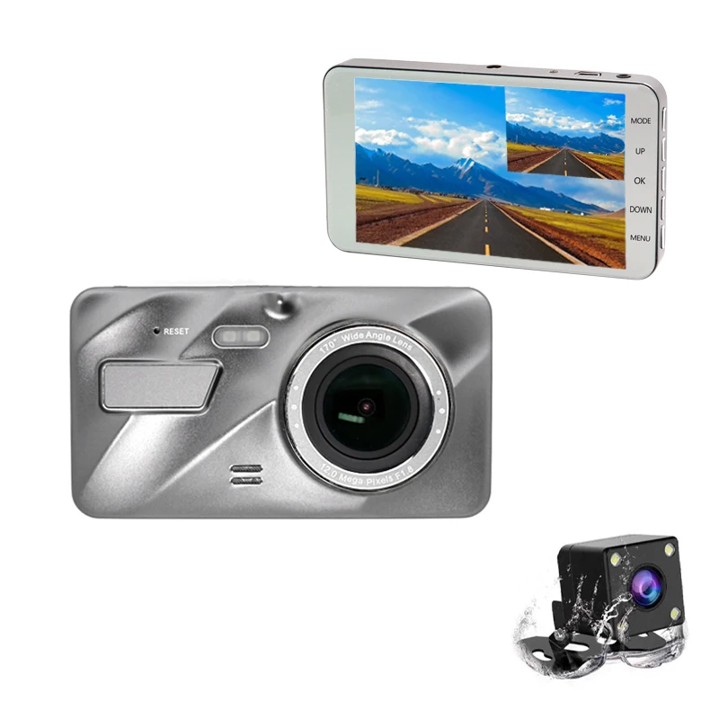 Автомобильный видеорегистратор с двумя объективами IPS 4 дюймовый экран Ainina FHD 1080 P