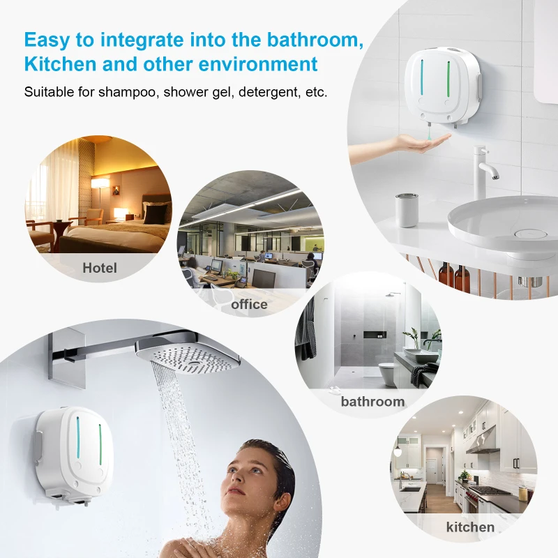 

2-Chamber Soap Shower Dispense Touchless Battery Operated Infrared Automatic Induction Visualization Shampoo Shower Gel Machine