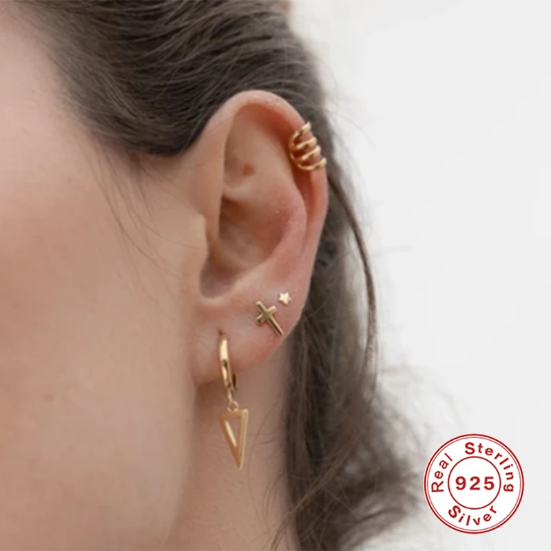 Женские серьги-кольца из серебра 100% пробы с фианитами | Украшения и аксессуары