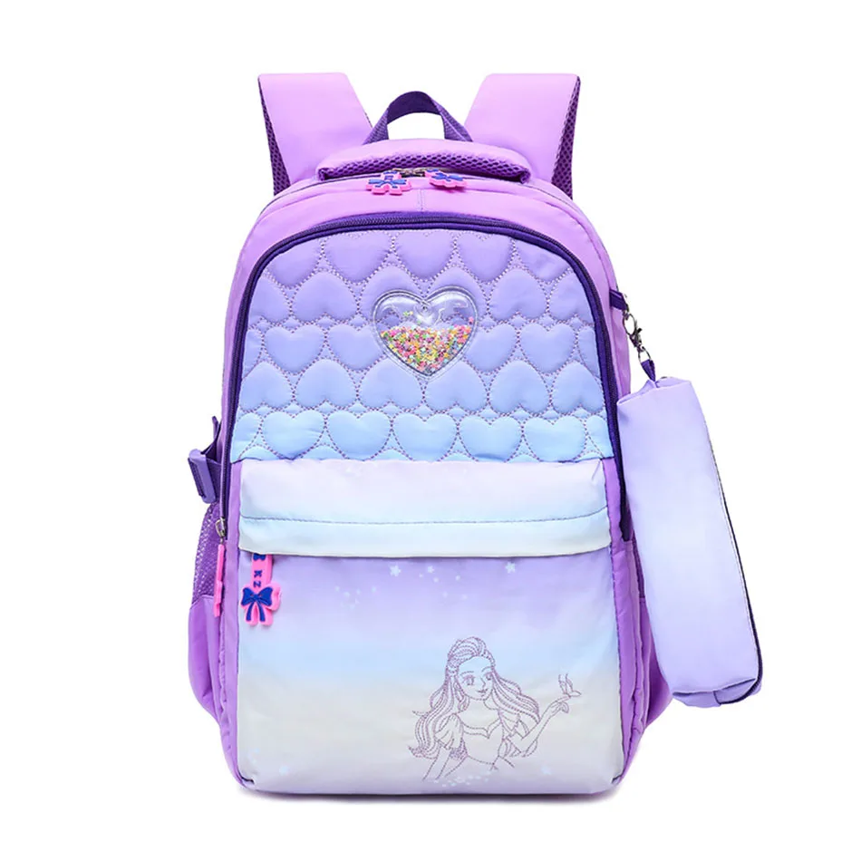 

Dreamy Mermaid Pattern Children School Bags Girls Princess Backpacks Big Kids Fabric Primary School Soft Bag Pack Grade 3-5-7