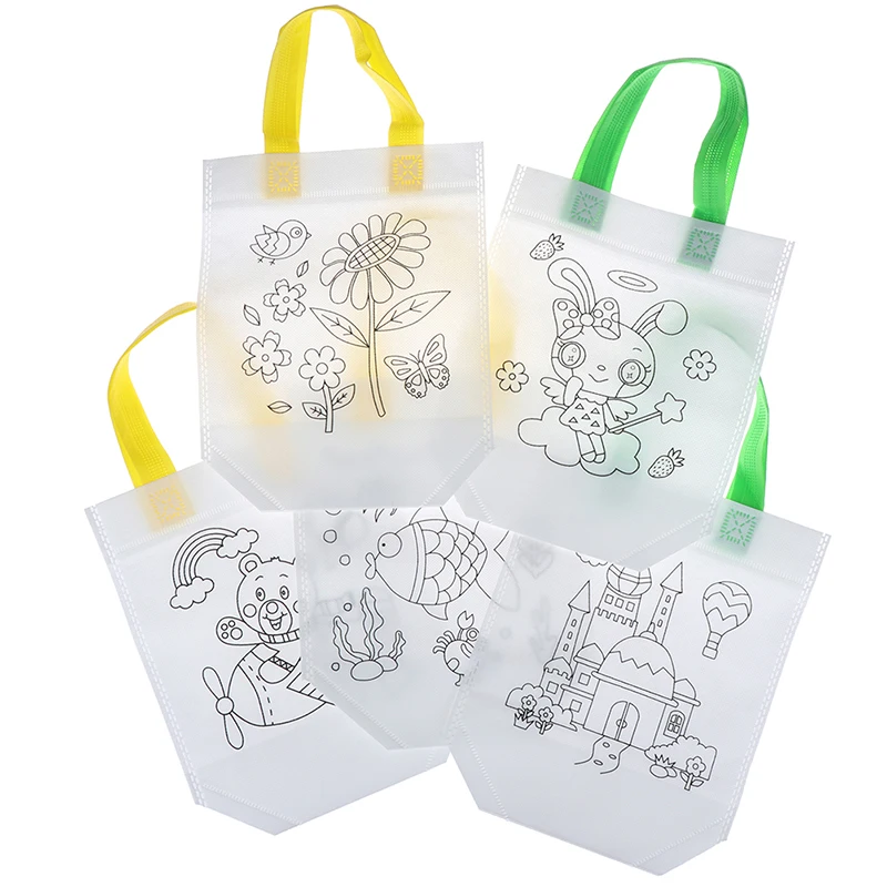 

Graffiti Markers Painted Handbag Non-woven Coloring Pictures Kindergarten Child Graffiti Art Material Kit Bag Drawing Toy