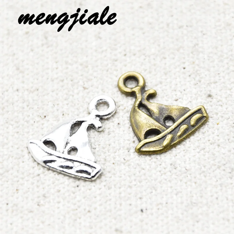 

35pcs Wholesale Two Color Sailboat Charms Alloy Metal Ship Pendants For DIY Handmade Jewelry Accessories Making 19*15mm